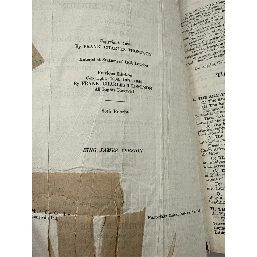 VINTAGE‎ The New Chain Reference Bible Thompson KJV 3rd Improved Edition 1934